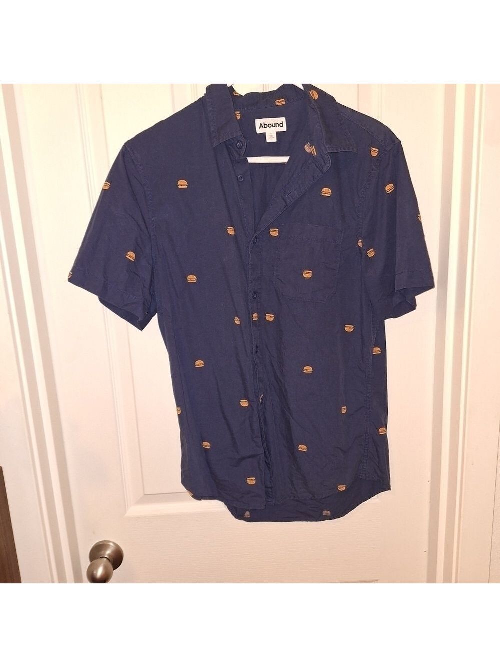 Men's Navy Blue Casual Button Down Shirt Small